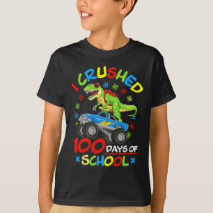 I Crushed 100 Days Of School Boys Monster Truck T-Shirt