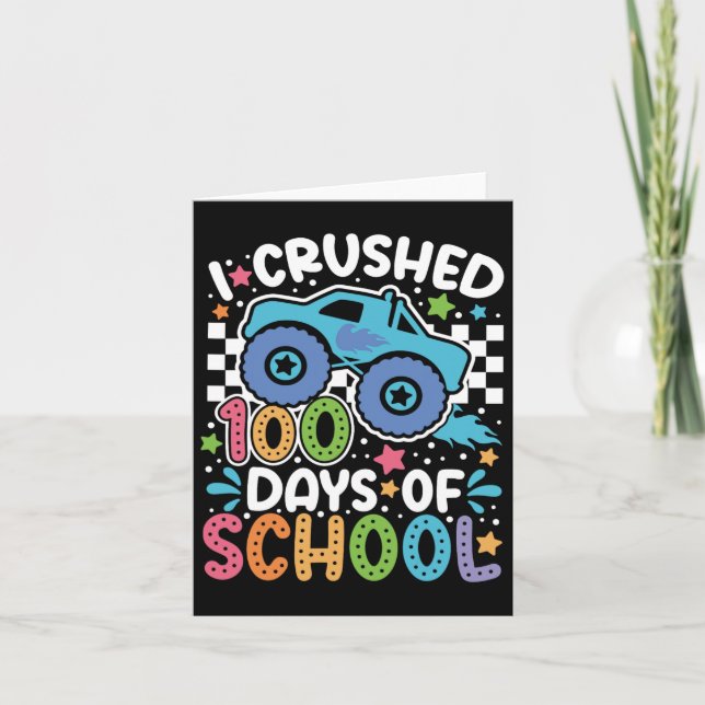 I Crushed 100 Days Of School Cute Construction Exc Card (Front)