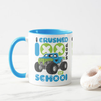 I crushed 100 days of school cute monster truck mug