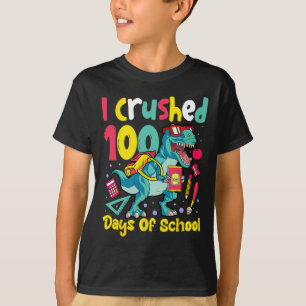 I Crushed 100 Days of School Dinosaur Kids Boys T-Shirt
