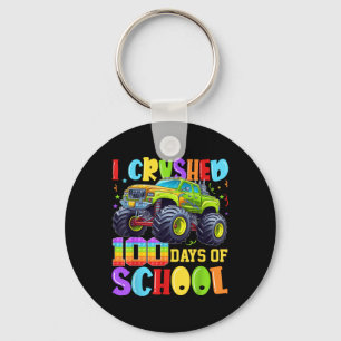 I Crushed 100 Days Of School Kid Boy Monster Truck Key Ring