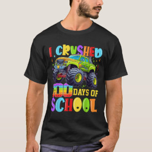 I Crushed 100 Days Of School Kid Boy Monster Truck T-Shirt