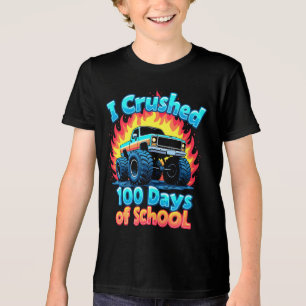 I Crushed 100 Days Of School Monster Truck 100 Day Tri-Blend Shirt