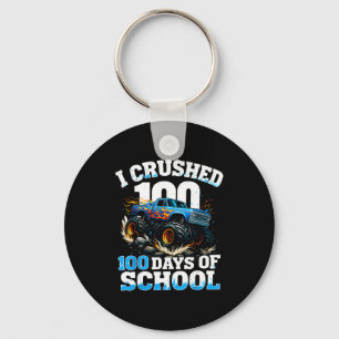 I Crushed 100 Days Of School Monster Truck 100th D Key Ring