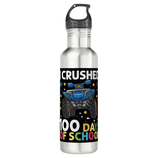 I Crushed 100 Days of School Monster Truck Boys 710 Ml Water Bottle (Front)