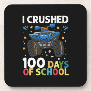 I Crushed 100 Days of School Monster Truck Boys Coaster