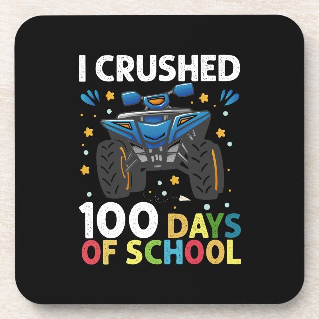I Crushed 100 Days of School Monster Truck Boys Coaster (Front)