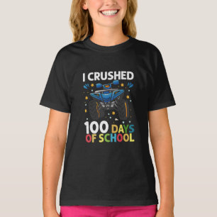 I Crushed 100 Days of School Monster Truck Boys T-Shirt