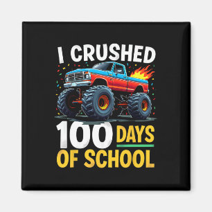 I Crushed 100 Days Of School Monster Truck Boys Te Magnet
