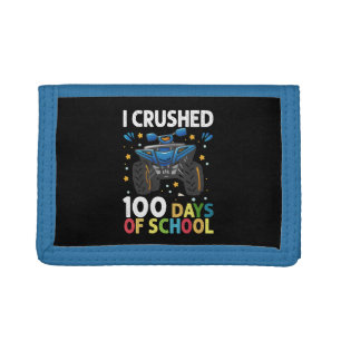 I Crushed 100 Days of School Monster Truck Boys Trifold Wallet