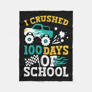 I Crushed 100 Days Of School Monster Truck Kids Bo Fleece Blanket