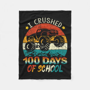 I Crushed 100 Days Of School Monster Truck Kids Bo Fleece Blanket