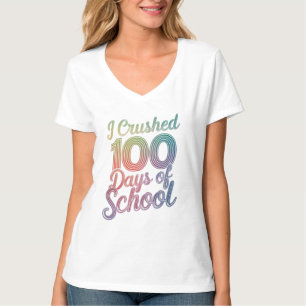 I Crushed 100 Days of School Rainbow Design T-Shirt