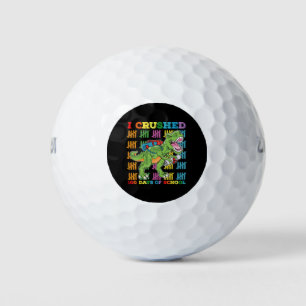 I Crushed 100 Days Of School T Rex Dinosaur Golf Balls