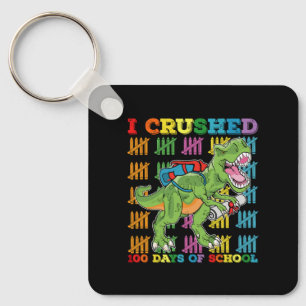 I Crushed 100 Days Of School T Rex Dinosaur Key Ring