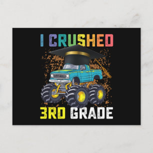 I Crushed 3rd Grade Monster Truck Graduation Postcard