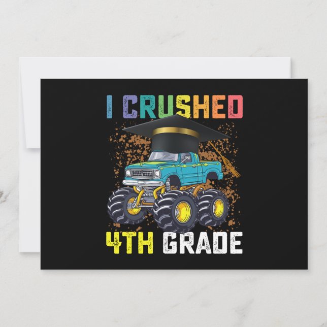 I Crushed 4th Grade Monster Truck Graduation Invitation (Front)