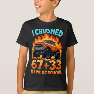 I Crushed 67 + 33 Days Of School Monster Truck Boy T-Shirt
