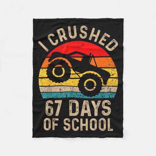 I Crushed 67 Days Of School Funny Six Seven Meme B Fleece Blanket (Front)