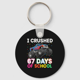 I Crushed 67 Days Of School Monster Teacher Studen Key Ring