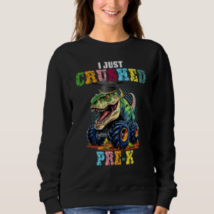 I Crushed Pre-K Cute Dino Drive Monster Truck Game Sweatshirt