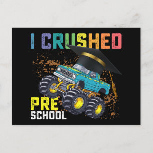 I Crushed Preschool Monster Truck Graduation Postcard