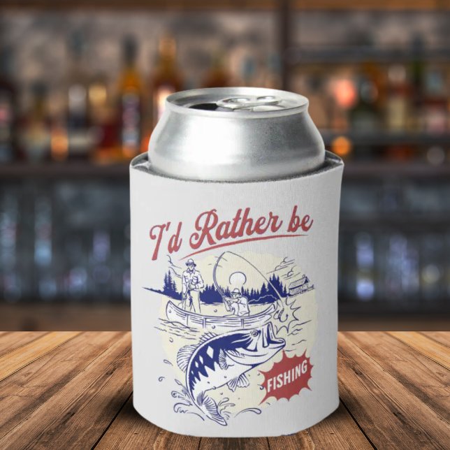 I’d Rather Be Fishing, Funny Fishing Saying Can Cooler (Creator Uploaded)