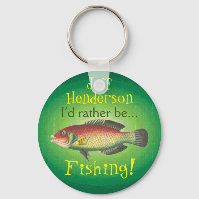 I’d Rather Be Fishing! Personalised Key Ring (Front)