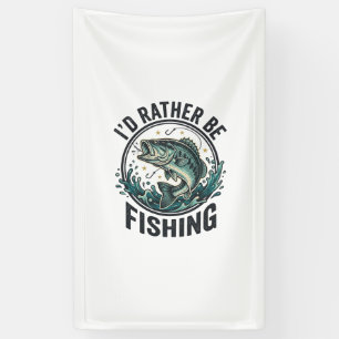 I’d Rather Be Fishing Vintage Bass Fisherman T-Shi Banner