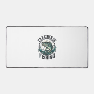 I’d Rather Be Fishing Vintage Bass Fisherman T-Shi Desk Mat