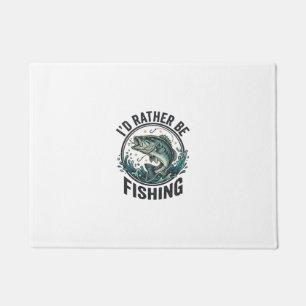 I’d Rather Be Fishing Vintage Bass Fisherman T-Shi Doormat