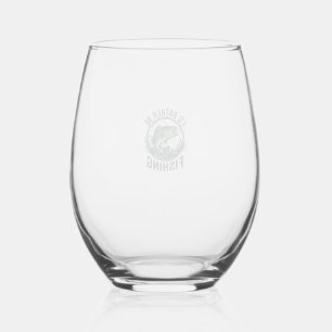 I’d Rather Be Fishing Vintage Bass Fisherman T-Shi Stemless Wine Glass