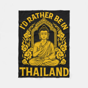 I’d Rather Be In Thailand Yoga Namaste Gift Fleece Blanket