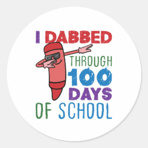 I Dabbed Through 100 Days of School Pencil Classic Round Sticker