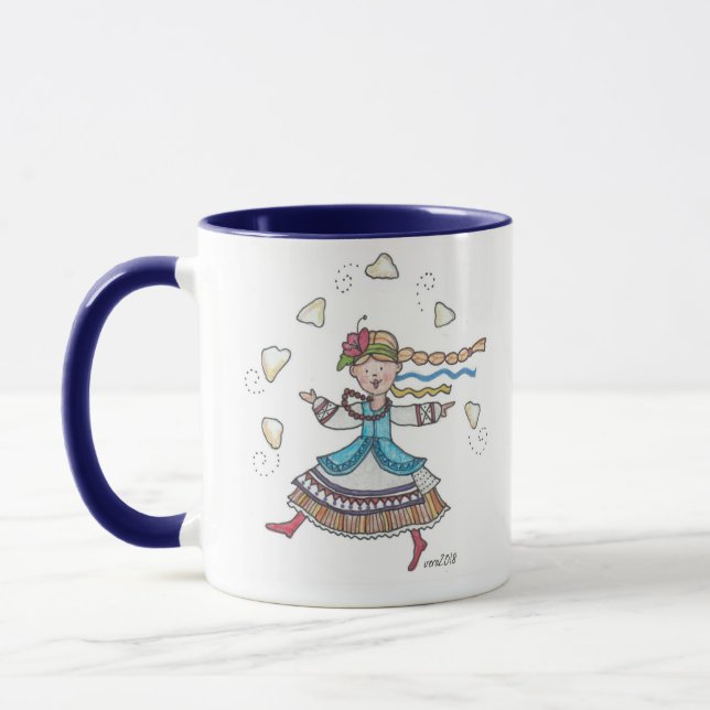 I Dance for Perogies, Pierogies, pyrohy Ukrainian Mug (Left)