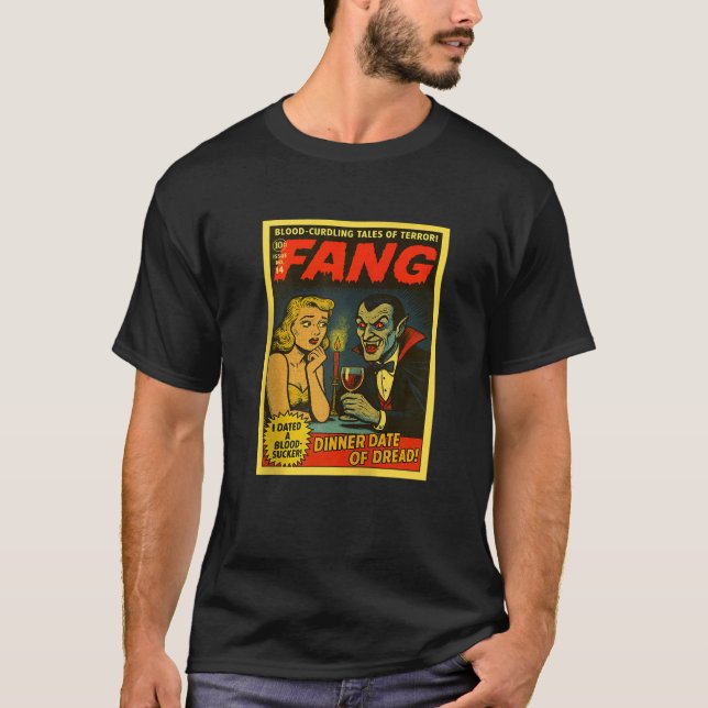 I Dated A Vampire Fang Horror Comic Cover Zip  T-Shirt (Front)