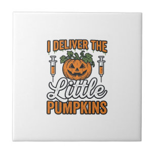 I Deliver The Little Pumpkins Halloween Nurse Shir Tile