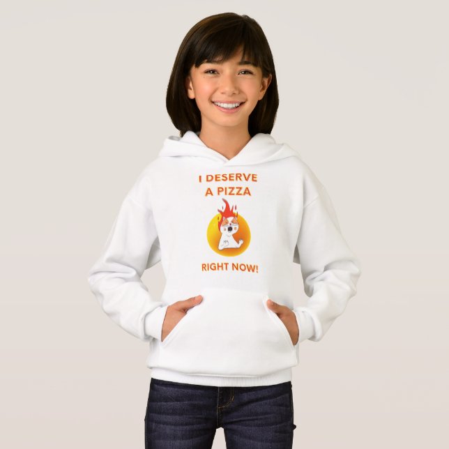 I deserve a pizza right now slogan with angry cat (Front Full)