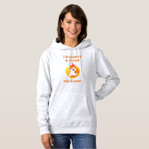 I deserve a pizza right now slogan with angry cat hoodie