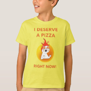 I deserve a pizza right now slogan with angry cat T-Shirt