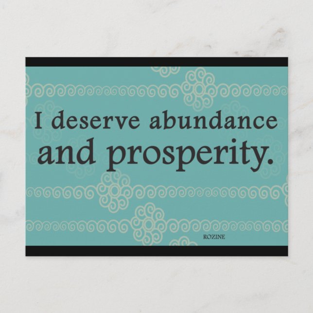 I Deserve Prosperity And Abundance Affirmations Postcard (Front)
