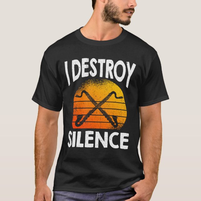I Destroy Silence Bass Clarinetist T-Shirt (Front)