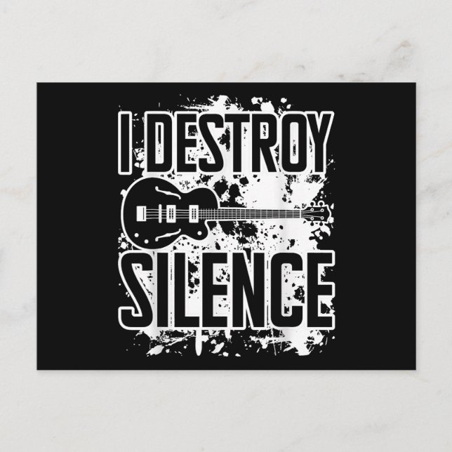 I Destroy Silence Bass Player Funny Guitar Music E Postcard (Front)