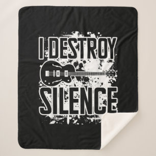I Destroy Silence Bass Player Funny Guitar Music E Sherpa Blanket