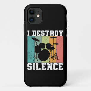 I Destroy Silence Distressed Vintage Drummer Retro Case-Mate iPhone Case