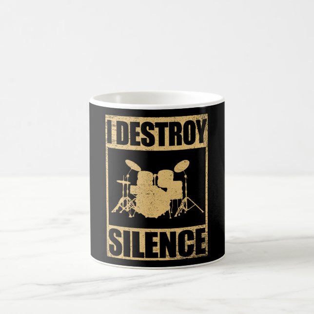 I Destroy Silence | Drums Drummer Gift Coffee Mug (Center)