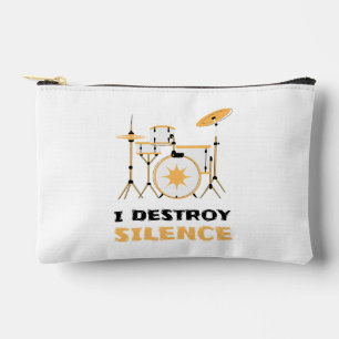 I Destroy Silence Funny Drummer Accessory Pouch