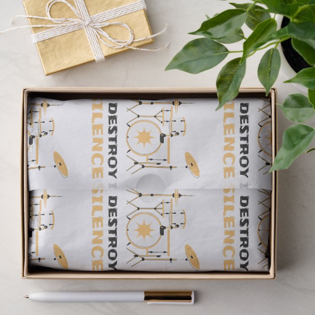 I Destroy Silence Funny Drummer Tissue Paper (Gift)