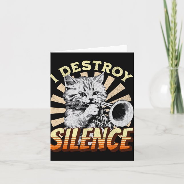 I Destroy Silence - Pet Cat Trumpeter Jazz Music M Card (Front)