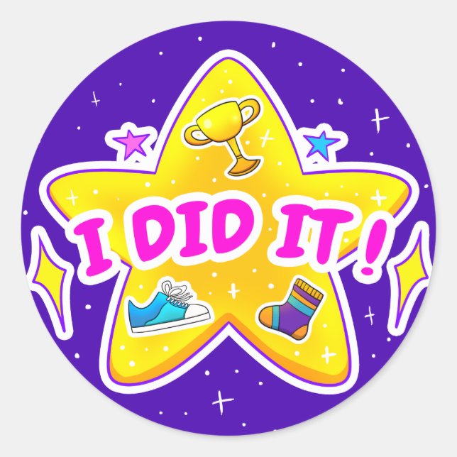 I Did It Blue Classic Round Sticker (Front)